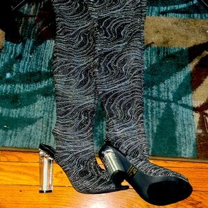 Black and Silver thigh high boots
